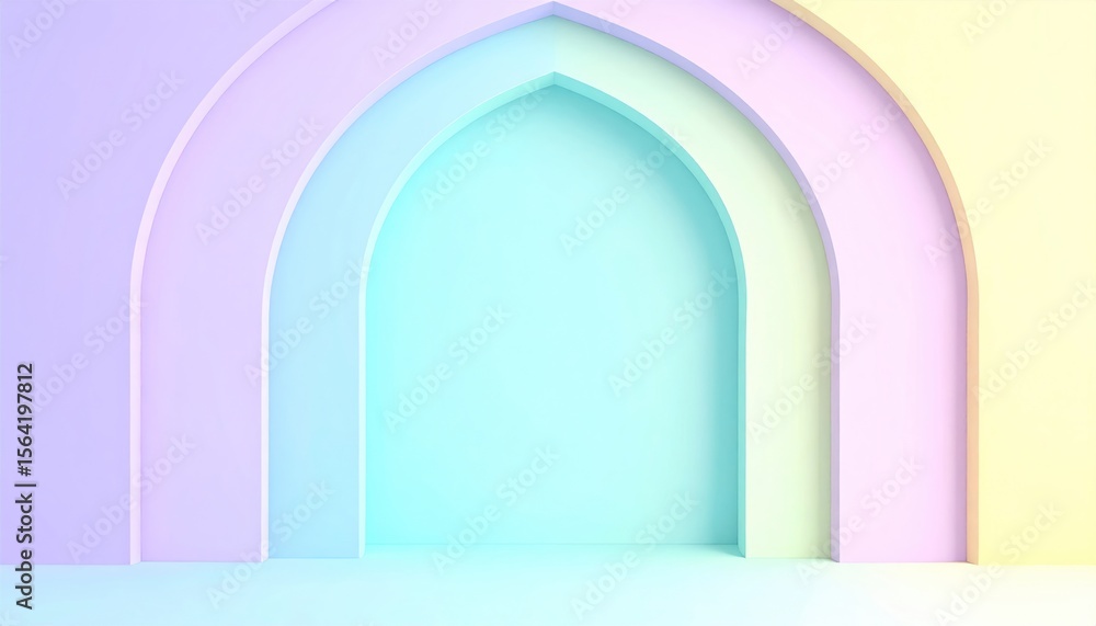 Fototapeta premium Soft pastel-colored arches create a serene backdrop for creative projects