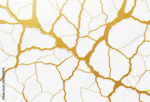 Seamless gold kintsugi crack pattern on white background Luxury marble effect, golden texture, glitter foil Ideal for wedding invitations, golden, wedding