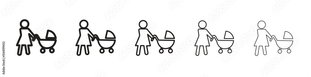 Fototapeta premium Woman with Baby Stroller icon for your web site design, logo, app, UI.