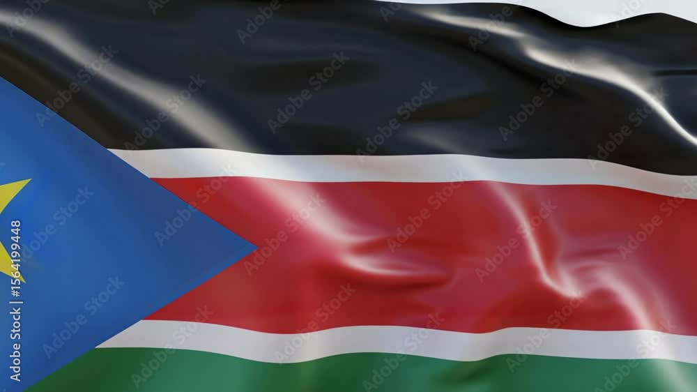Kenyan Flag Flapping in Wind with Clear Sky Background Kenyan Flag Flapping in Wind with Clear Sky Background