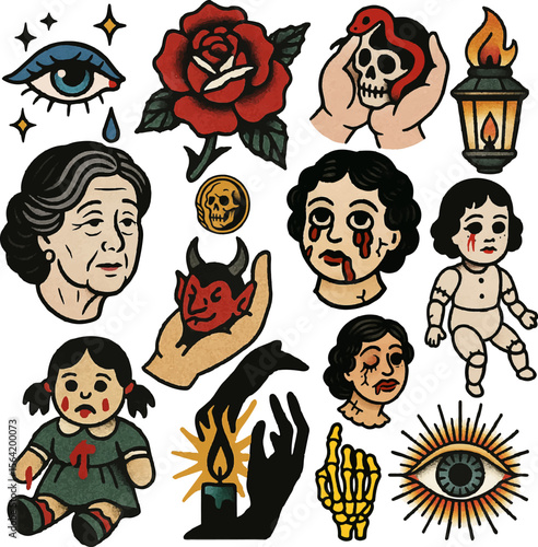 set of  american tatto