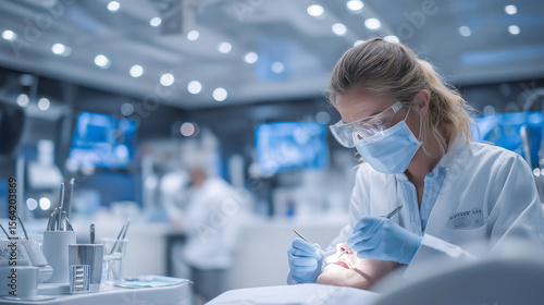 Wallpaper Mural Female dentist performing a dental procedure in modern clinic   Torontodigital.ca