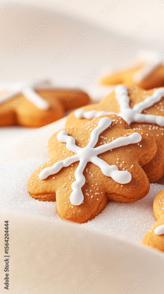 Fototapeta premium Gingerbread Cookies With Sugar Sprinkles Create Warm Holiday Vibes in a Minimalistic Design