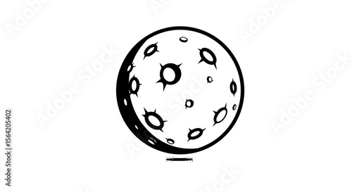 Vector moon surface with craters black and white illustration astronomy celestial body lunar satellite space science