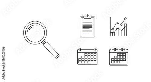 Vector search and analysis tools for business planning including calendar clipboard and graph for data review