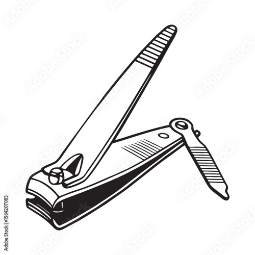 Silhouette image of nail clippers on white background