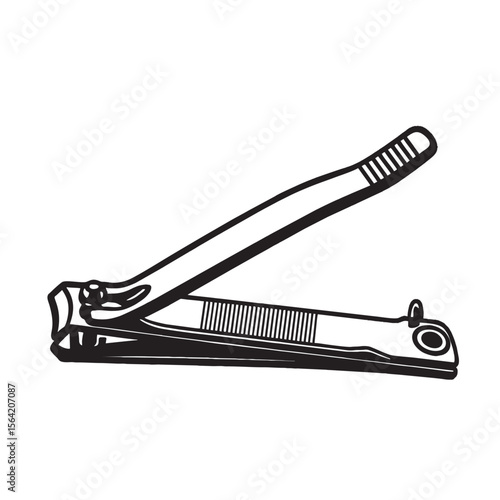 Silhouette image of nail clippers on white background