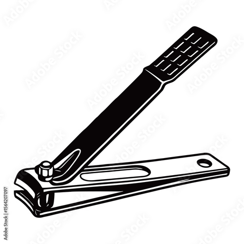 Silhouette image of nail clippers on white background