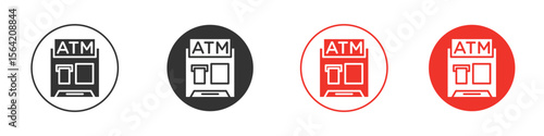 ATM machine icons. Flat design style. Graphic design vector symbols.