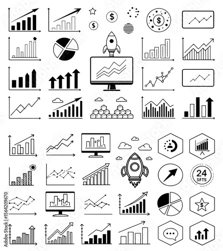 Versatile line art solid black icons 30 unique designs UI UX set app logo clean asset image