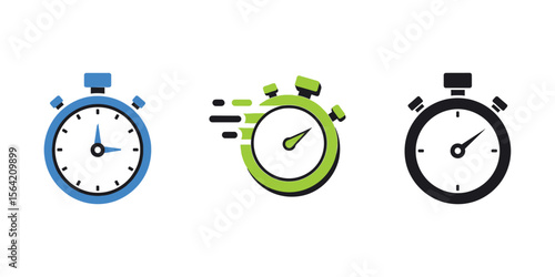  Flat vector icon of a stopwatch or timer, symbolizing countdown, timing, and duration