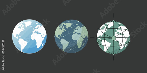  Flat vector icon of a globe, symbolizing internet, global access, and world connection