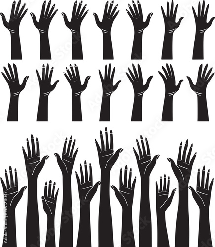 Elegant collection of 36 stylized female hands art deco inspired set girl pose woman women