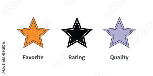  Flat vector icon of a star shape, symbolizing favorite, rating, and quality
