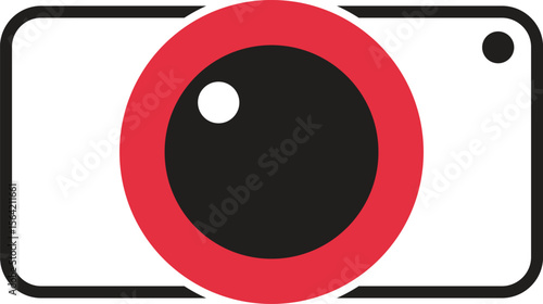 Minimalist Red and Black Camera Icon – Modern Photography Symbol with Bold Contrast on Transparent Background