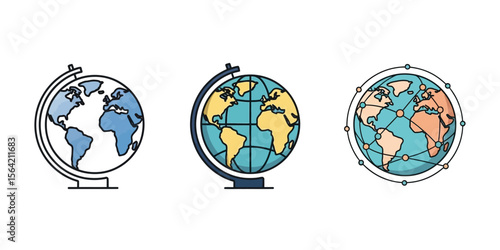 Flat vector icon of a globe, symbolizing internet, global access, or world connection