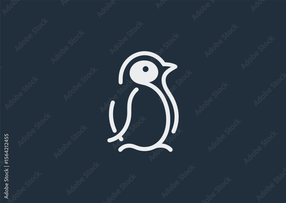 Obraz premium Penguin line logo for cold, cute, or clean branding themes.