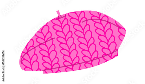 Knitted Beret Hat. Winter Head Fashion accessory cap clothing technical illustration. Vector headgear for Men, women, unisex style, flat template CAD mockup sketch outline isolated