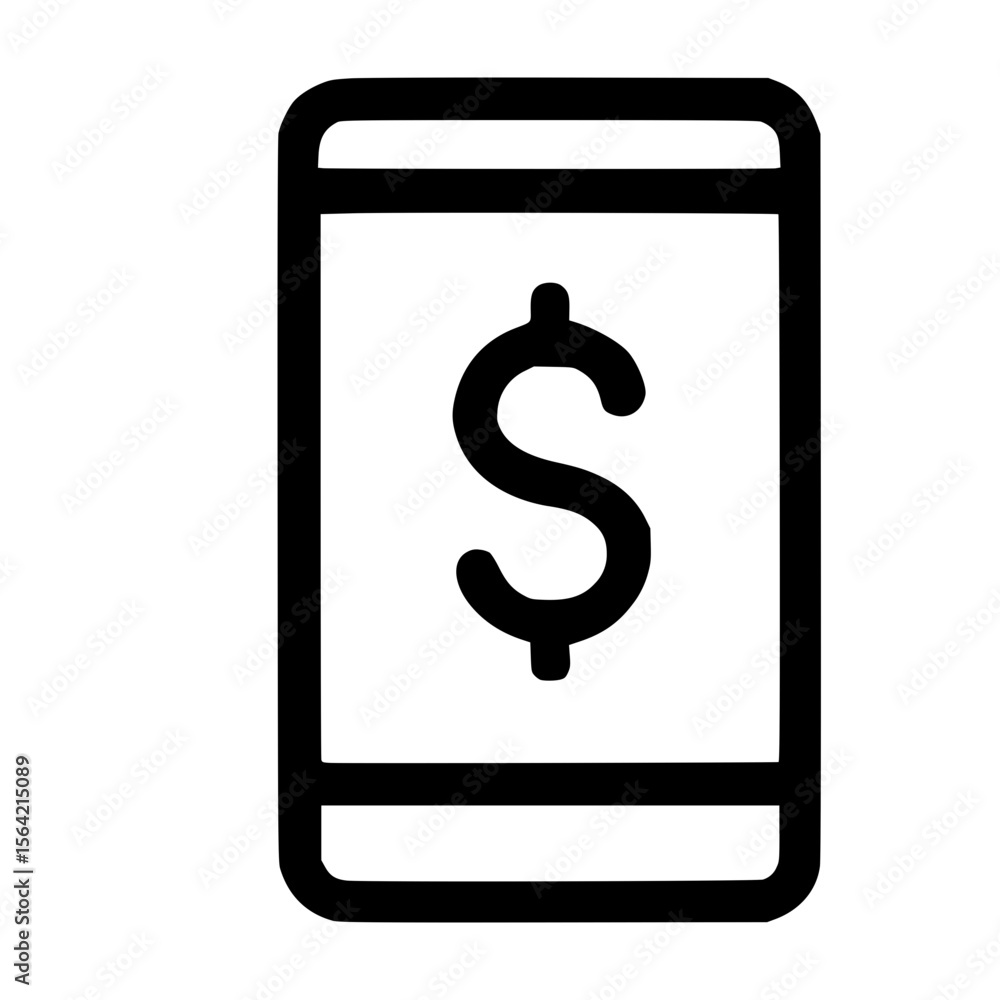 Simple Outline Mobile Payment Icon Design Financial Transaction Illustration Simple Outline Mobile Payment Icon Design Financial Transaction Illustration