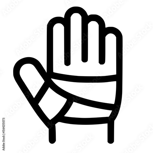 Outline Simple Bandaged Hand Protection Injury Care First Aid Icon