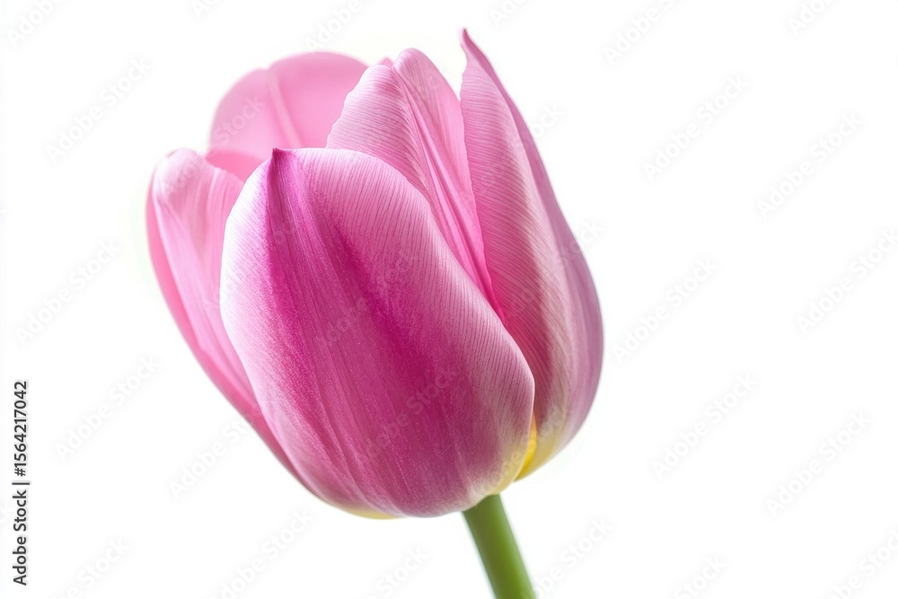 Fototapeta premium Single pink tulip flower isolated on white background