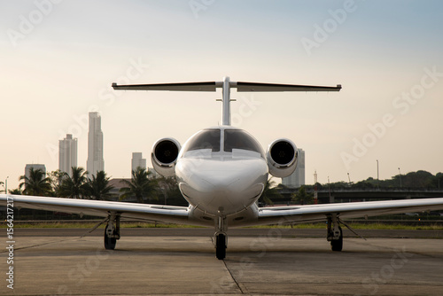 Front view of a private jet
