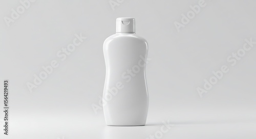 Wallpaper Mural A sleek 3D render of a white, curved plastic bottle with a flip-top cap, presented as a product mockup on a clean white background. (AI Generated) Torontodigital.ca