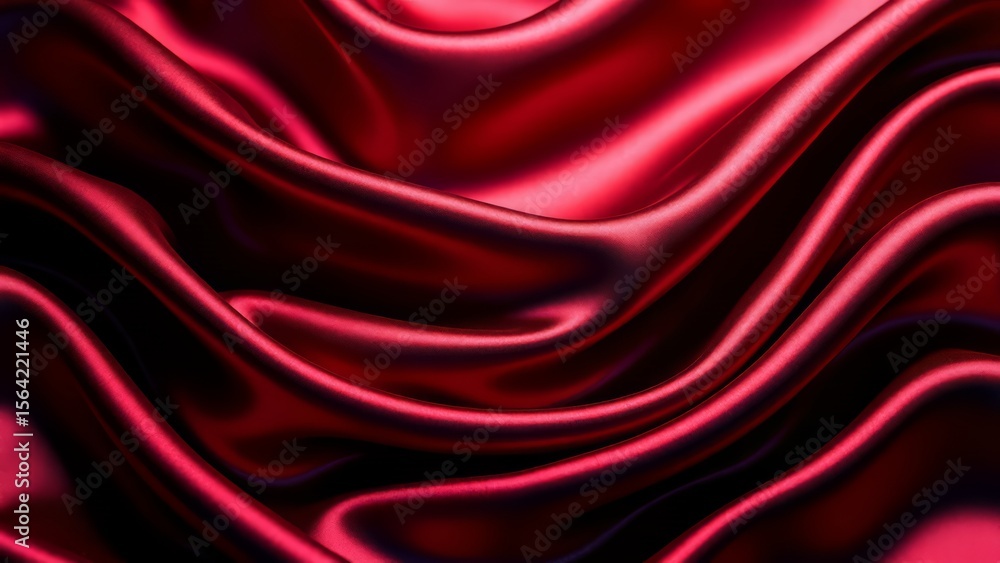Red silk fabric with flowing luxurious folds Red silk fabric with flowing luxurious folds
