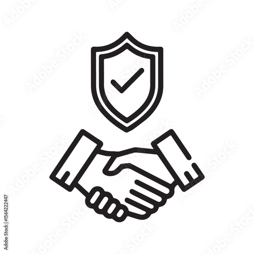 Handshake Icon with Shield – Trust, Partnership and Security Agreement Symbol