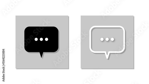 Speech Bubble with Ellipsis Icon – Flat and Outline Style – AI Vector

