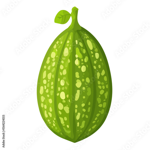 My A Simple flat 2D illustration whole bitter melon isolated on transparent background, vector, flat design, animation design, simple flat 2D icon, clipart, design by me. My vector design