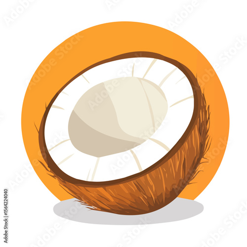 My A Simple flat 2D illustration sliced coconut isolated on transparent background, vector, flat design, animation design, simple flat 2D icon, clipart, design by me. My vector design