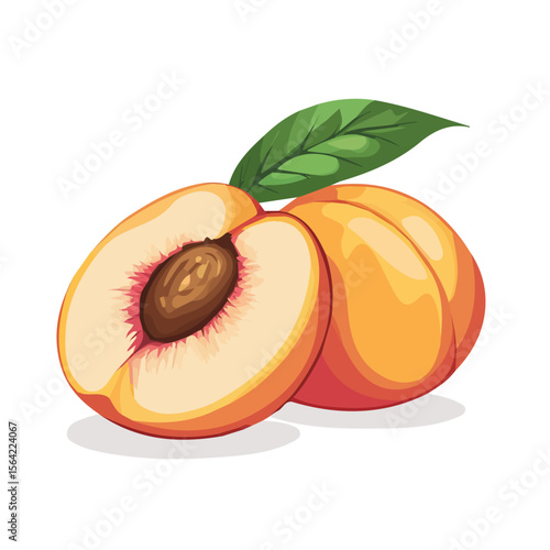 My A Simple flat 2D illustration whole peach isolated on transparent background, vector, flat design, animation design, simple flat 2D icon, clipart, design by me. My vector design