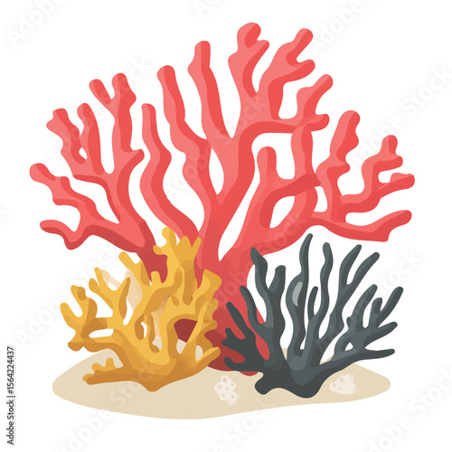 My A Simple flat 2D illustration icon coral reef isolated on transparent background, vector, flat design, animation design, simple flat 2D icon, clipart, design by me. My vector design