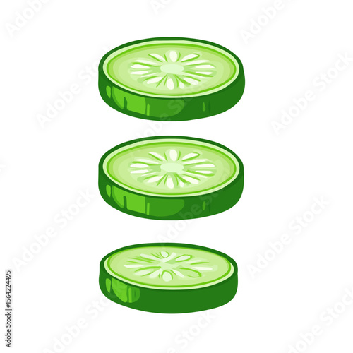 My A Simple flat 2D illustration cucumber slices isolated on transparent background, vector, flat design, animation design, simple flat 2D icon, clipart, design by me. My vector design