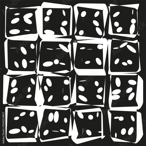 Dark tile icon. Abstract square pattern. Doodle block Vector. Bold grid design.