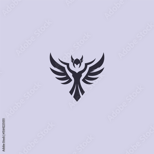 Valkyrie wings logo in bold and simple silhouette design.