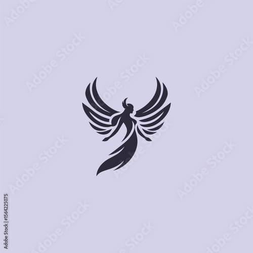 Valkyrie wings logo in bold and simple silhouette design.