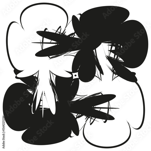Symmetrical brush calligraphy. Abstract ink design. Artistic vector element.