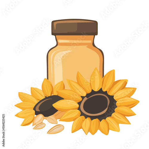 My A Simple flat 2D illustration icon sunflower seed butter isolated on transparent background, vector, animation design, simple flat 2D clipart, design by me. My vector design