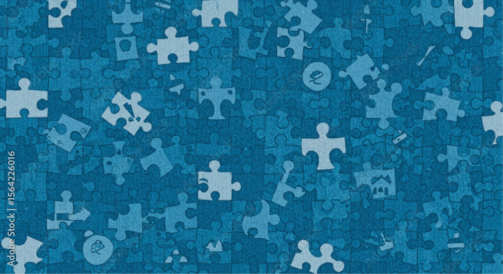 Obraz premium Blue puzzle background – teamwork, connection, and problem-solving concept.
