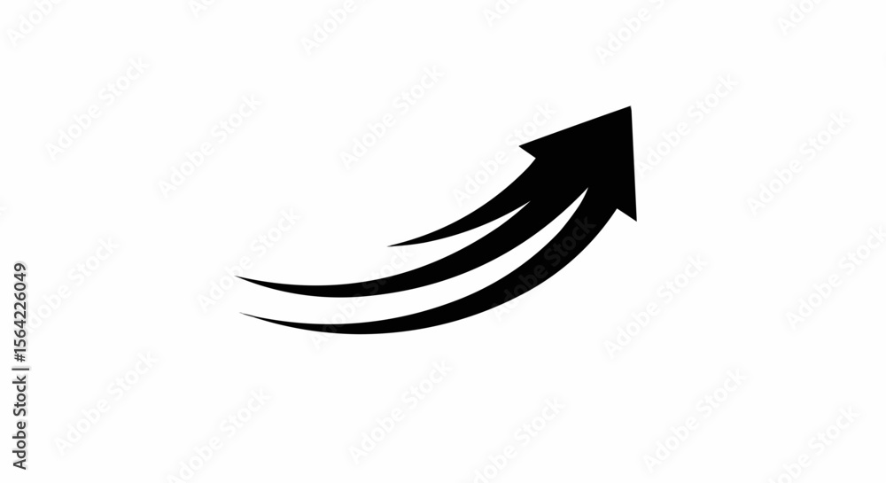 Naklejka premium Black curved arrow – dynamic vector for direction, navigation, or action.