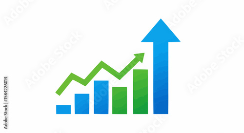 Green and blue bar chart with arrow – business analytics or data growth icon. Free Download Green and blue bar chart with arrow – business analytics or data growth icon. - GFXLoad