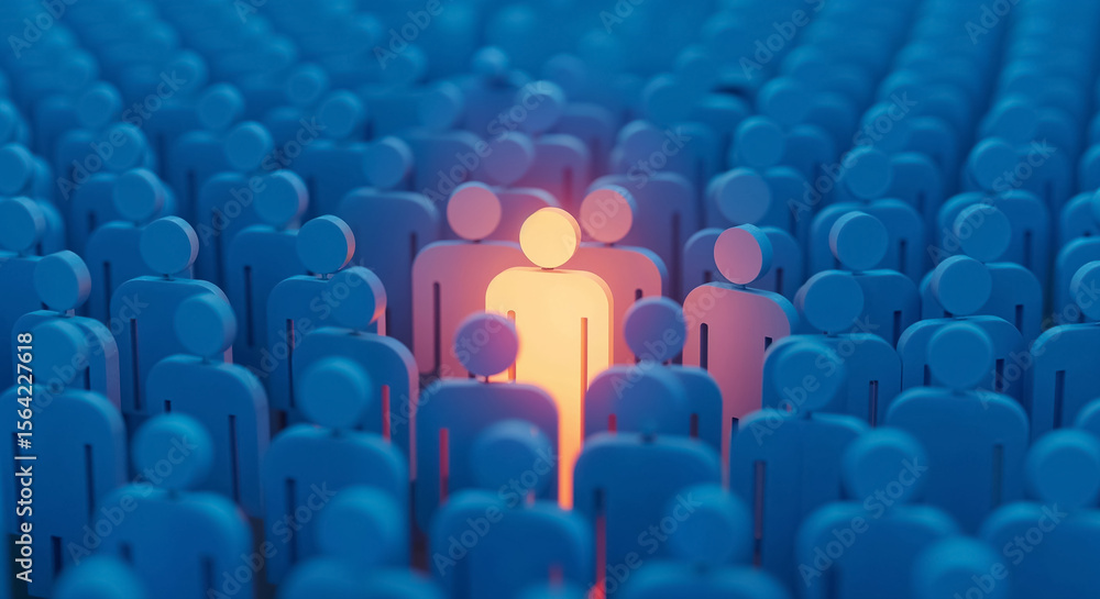 Fototapeta premium Standing out in a crowd with bright illumination