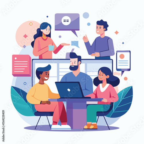 Collaborative team working together in a modern office environment to achieve goals