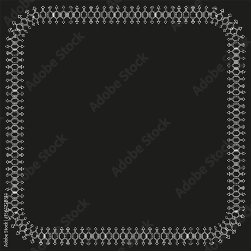 Dotted square frame. Pixel border design. Minimal outline Vector. On black background.