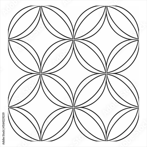 Seamless geometric pattern of interlocking circles on a beige background