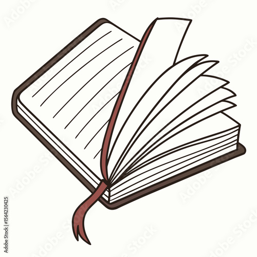Open book with fanned pages and bookmark vector