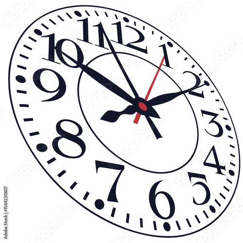 Classic clock face with dark blue numbers and hands timepiece analog