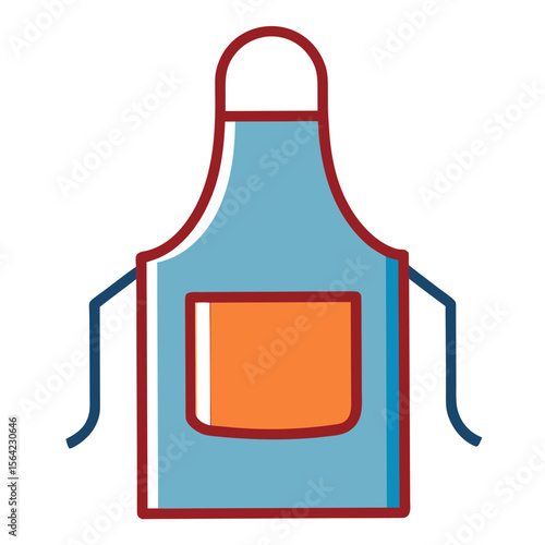 Blue and orange apron with red trim clothing